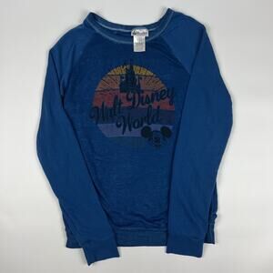 Disney Parks 1971 Retro Long Sleeve Lightweight Sweatshirt Blue Med Vintage 70s